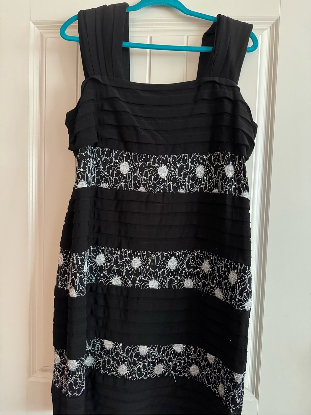 Black Floral Lace Stripe Dress